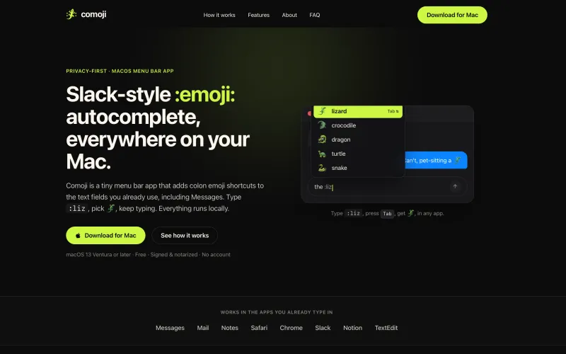 Comoji: Slack-style :emoji: autocomplete, everywhere on your Mac.